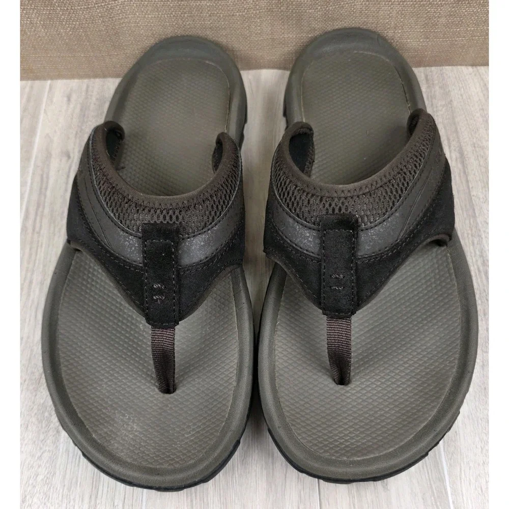 Teva Mens 10 Pajaro Taupe Suede Mesh Sport Flip Flops Thongs Sandals Beach Pool
